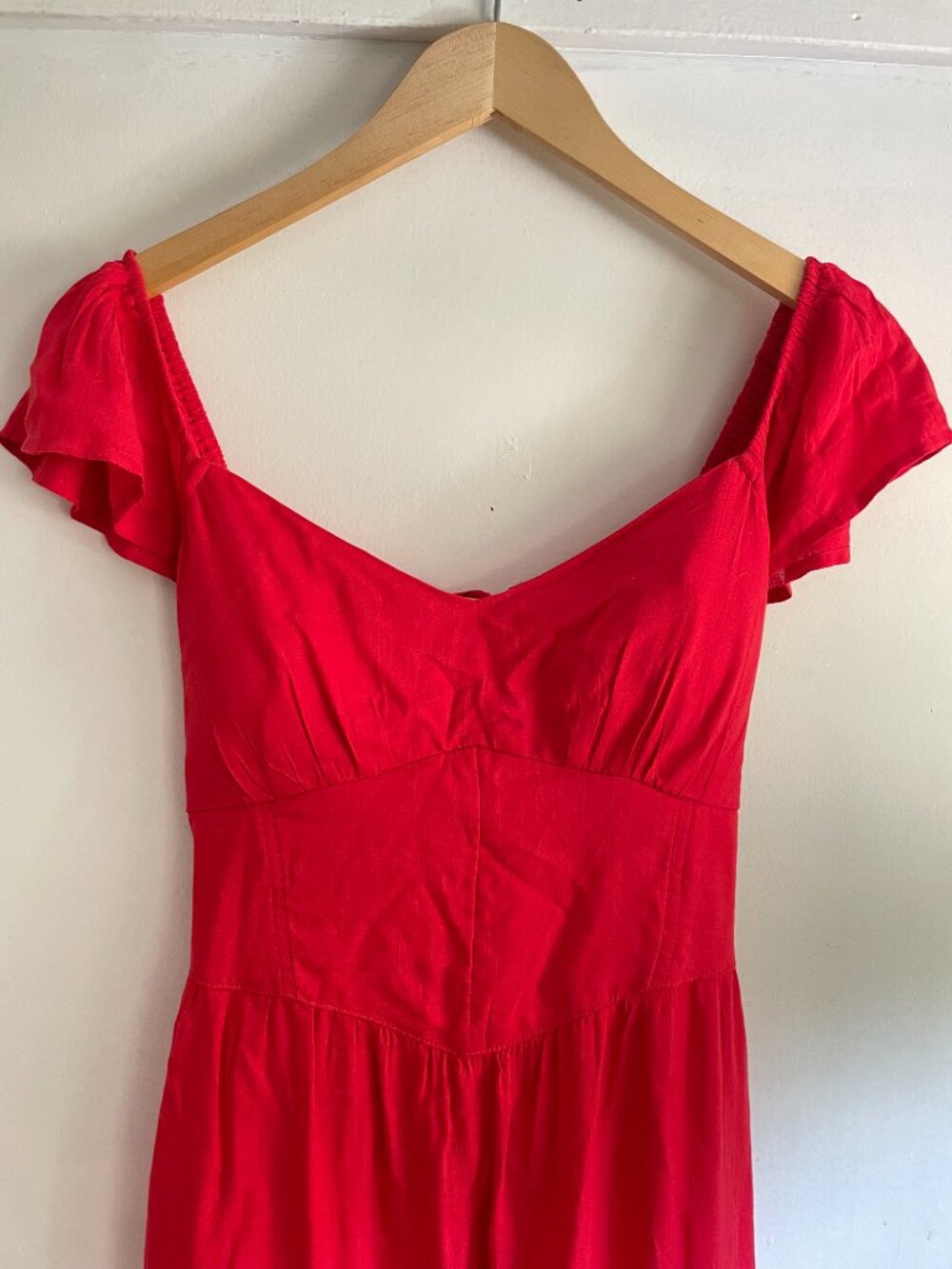 Hollister | Open-back Scoop-Neck Red Midi Dress | M